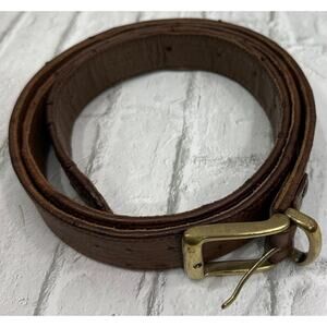 NAKARA Namibia Brown Ostrich KANGO Leather Belt w/ Brass Buckle